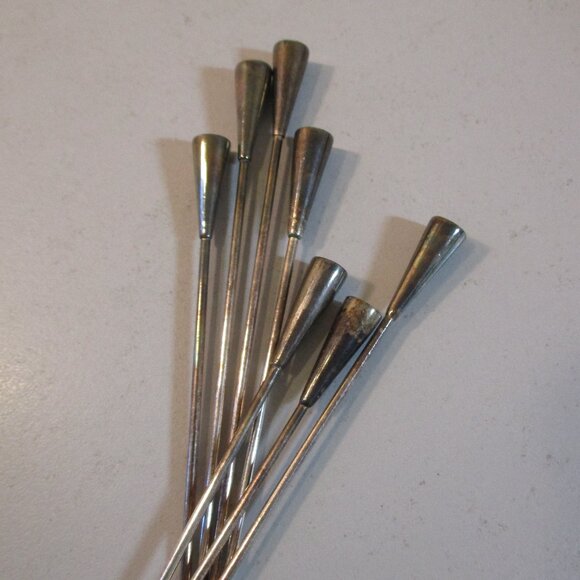 Vintage Lot of 7 Silverplate Silver Plate Stick Pins Hat - Picture 2 of 6